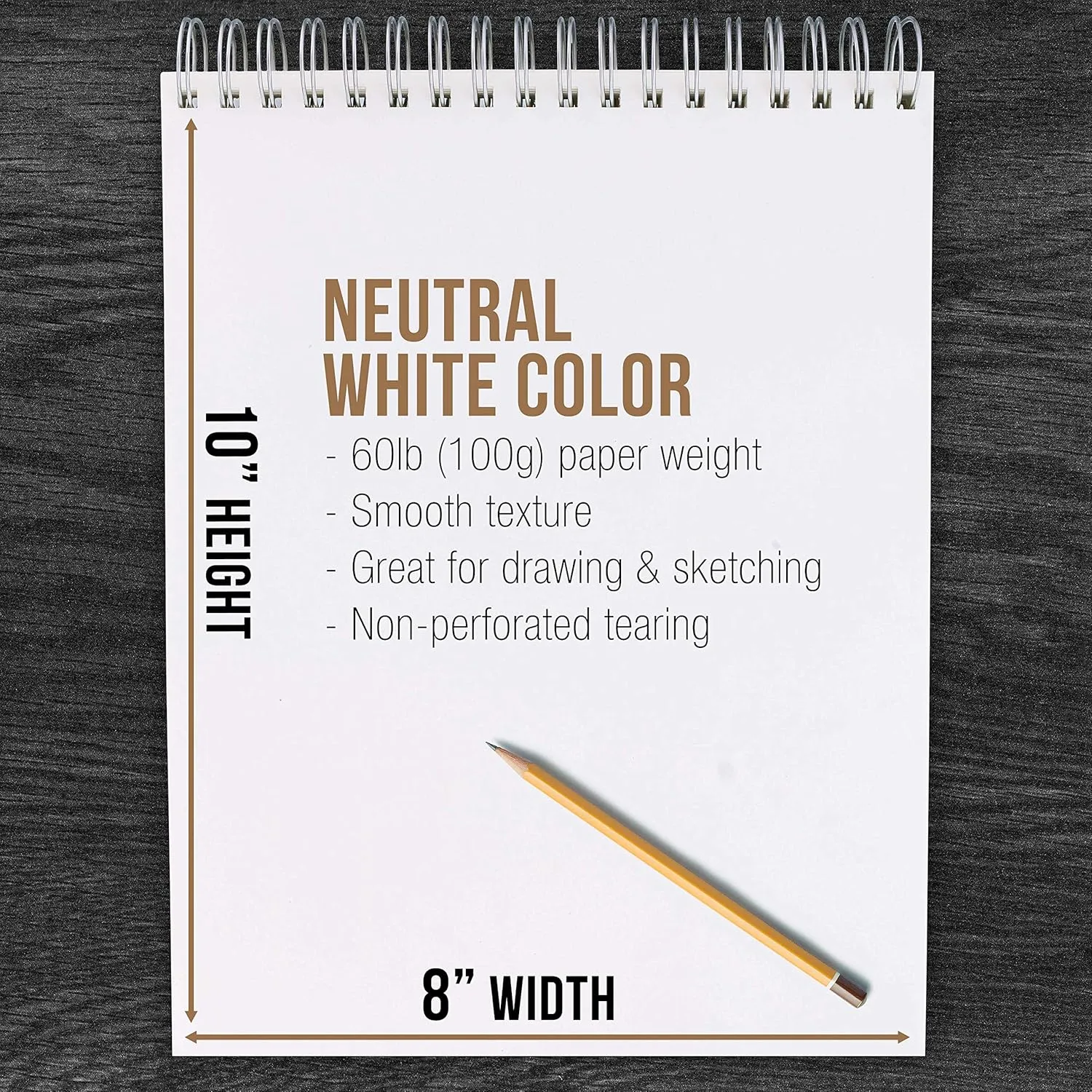 U.S. Art Supply 8"x10" Top Spiral Bound Sketch Book, 2 Pack, 100 Sheets Each, 60lb (100gsm), Acid-Free, Artist Sketchbook, Drawing Pad for Adults & Students