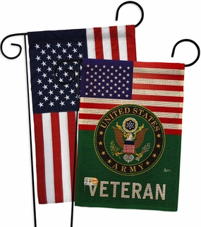 US Army Veteran Burlap Garden Flag - Pack Armed Forces Rangers United State American Military Retire Official USA Applique - House Decoration Banner Small Yard Gift Double-Sided Made in 13 X 18.5