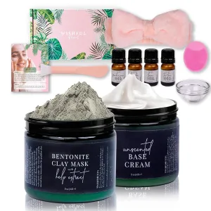 USA Made Clay Mask for Face, Deep Cleansing & Brightening Face Mask for Dark Spots, and Anti-Aging, Bowl with Face Cream Base and Essential Oil (Clay Mask)
