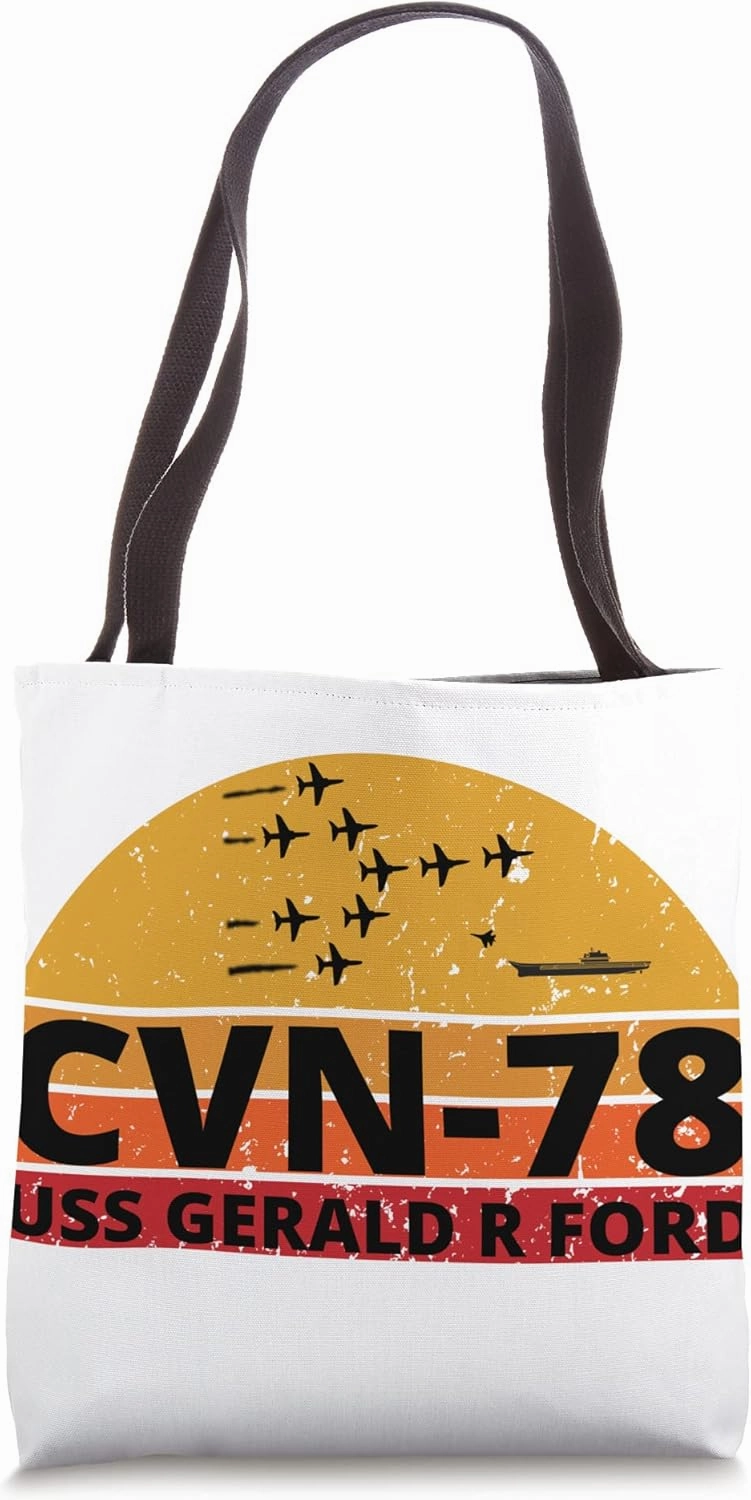 USS Ford CVN-78 Aircraft Carrier Tote Bag