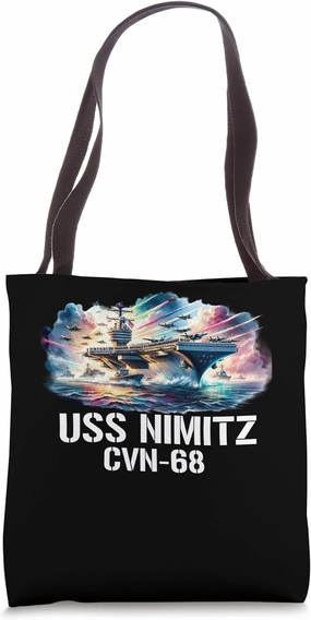 USS Nimitz CVN-68 Aircraft Carrier Tote Bag