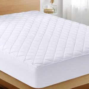 Utopia Bedding Quilted Fitted Mattress Pad, Twin Size, Elastic Fitted Mattress Topper Protector and Cover Stretches up to 16 Inches Deep, Machine Washable (White)