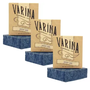 Varina Natural Deep Sea Bar Soap - Gentle Cleansing for Sensitive Skin, Fresh - 3 Pack