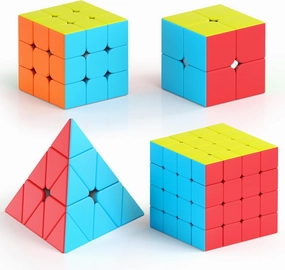 Vdealen Speed Cube Set, Puzzle Cube Bundle of 2x2x2 3x3x3 4x4x4 Pyramid Magic Cube Set, Birthday Party Christmas Stocking Stuffers Gift for Kids Teens Adults(Stickerless)