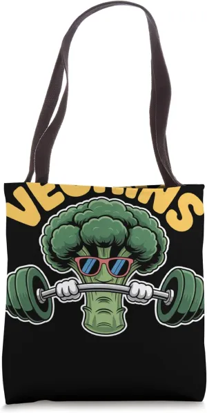 Vegains Kale Veganism Puns Vegetarian Vegan Bodybuilder Tote Bag