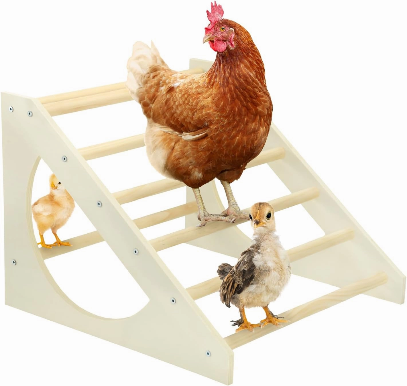 Vehomy Chicken Roosting Bar Solid Wood Roosting Ladder Poultry Perch Stand Jungle Gym for Backyards Chicken Coops Farms Chicken Toy for Chicks Hens Roosters Large Birds Parrots Macaws S