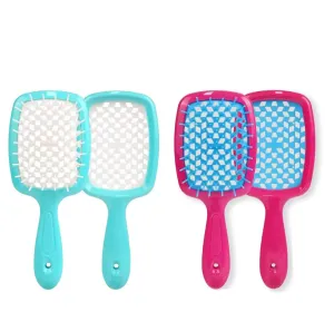 Vented Detangling Hair Brush Set for Girls and Adults, 2-Piece, Pink/Blue