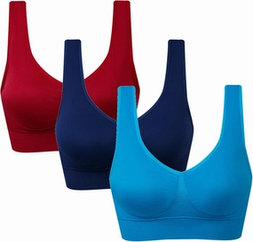 Vermilion Bird Women's 3 Pack Seamless Comfortable Sports Bra with Removable Pads