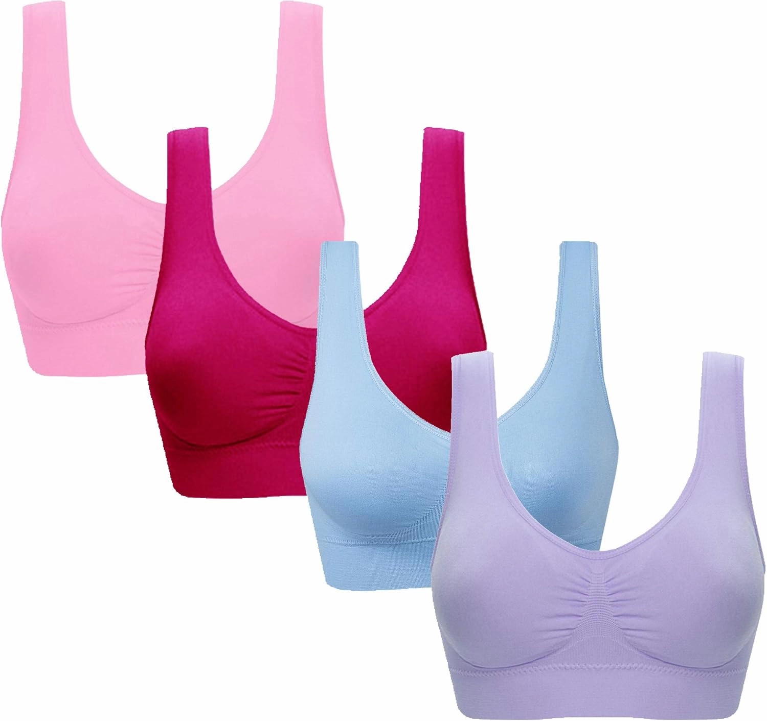 Vermilion Bird Women's 3 Pack Seamless Comfortable Sports Bra with Removable Pads