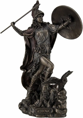Veronese Design 10 1/4" Tall Greek Goddess of Wisdom Athena Javelin Throw Cold Cast Resin Statue Antique Bronze Finish Sculpture