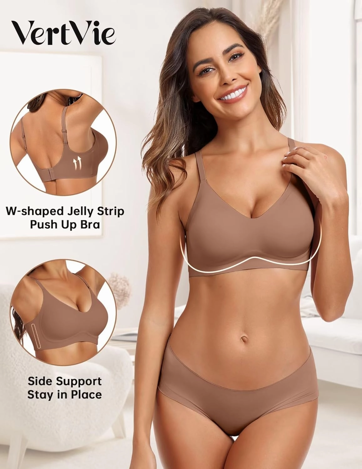 Vertvie Womens Seamless Bra No Underwire Comfort Push Up Bras Buttery Soft Wireless Bralette Full Coverage Sport Everyday Bra
