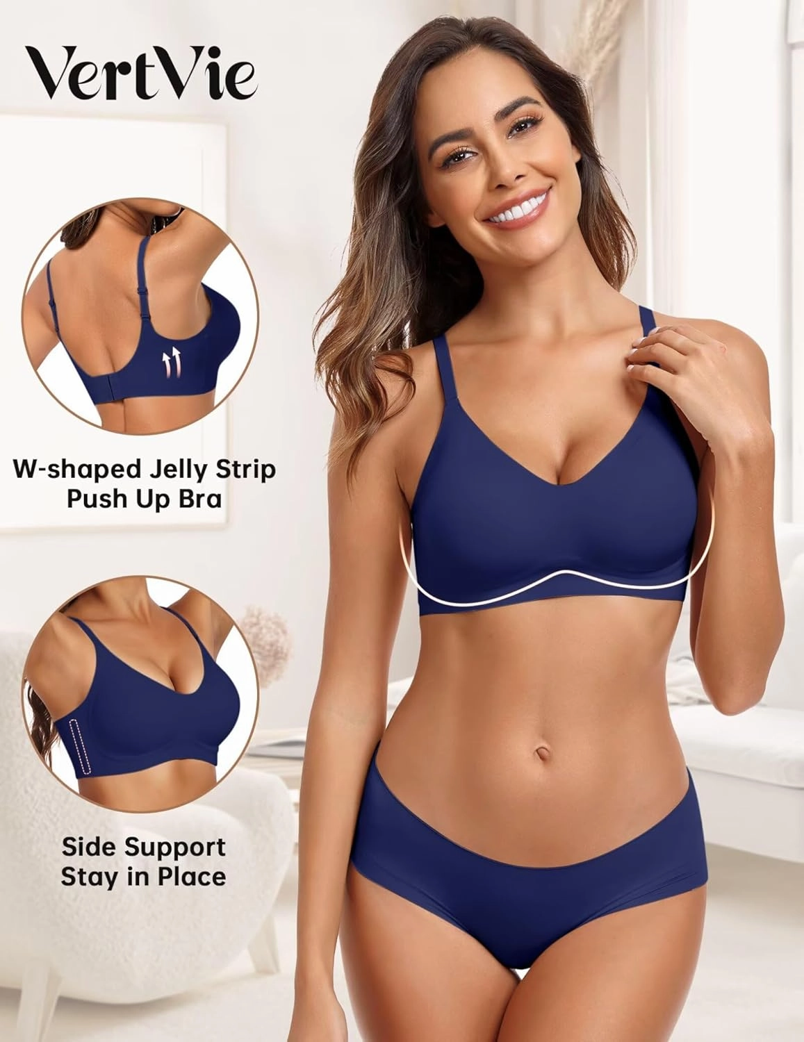 Vertvie Womens Seamless Bra No Underwire Comfort Push Up Bras Buttery Soft Wireless Bralette Full Coverage Sport Everyday Bra