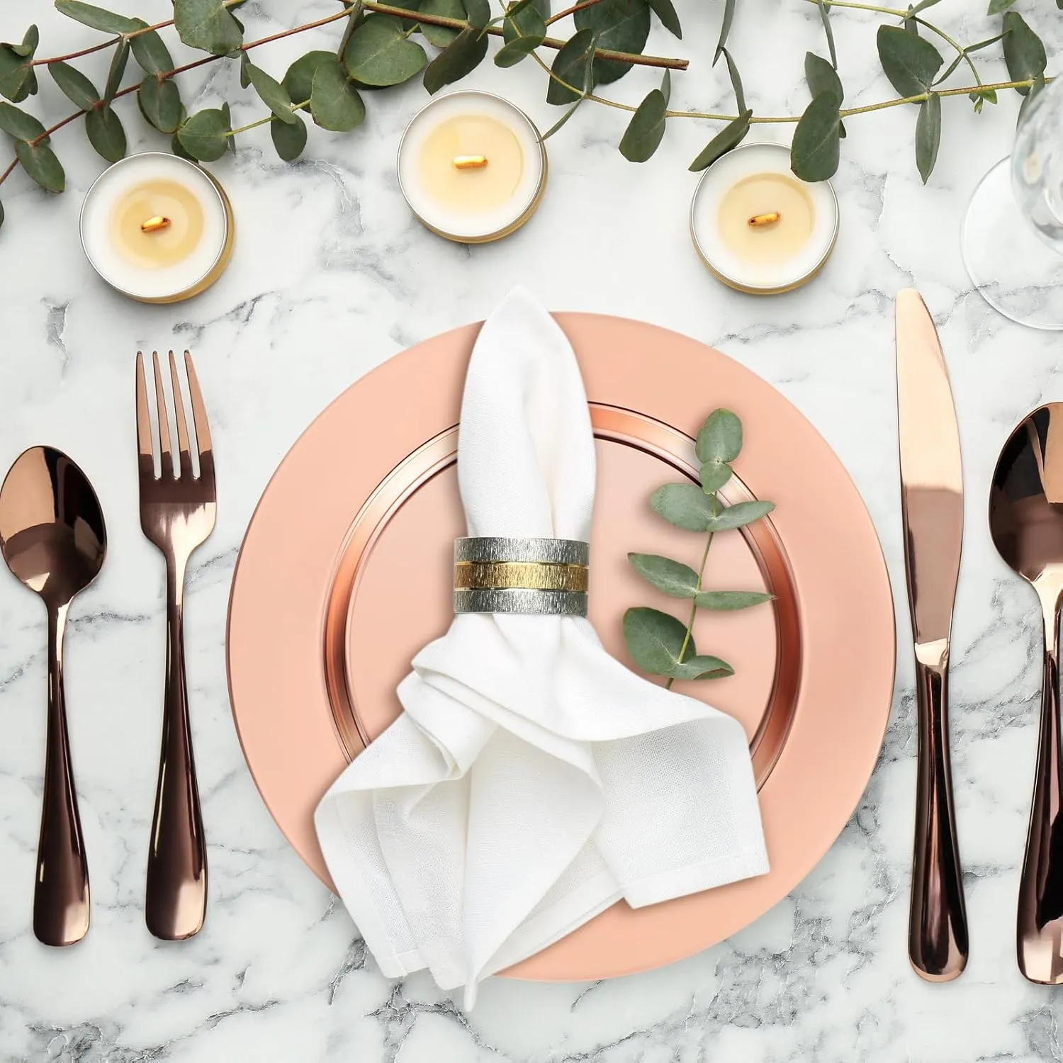 Vesici 12 Pcs Rose Stainless Steel Charger Plates 13 Inch Round Metal Charger Plates Bulk Mirror Elegant Charger Luxury Table Decor for Wedding Dinner Party