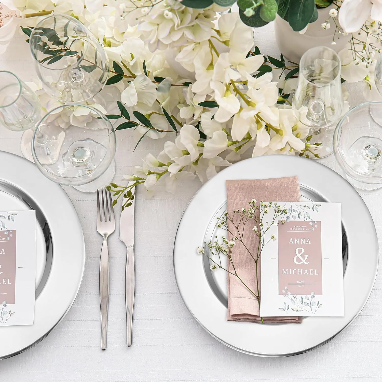 Vesici 12 Pcs Silver Stainless Steel Charger Plates 13 Inch Round Metal Charger Plates Bulk Mirror Elegant Charger Luxury Table Decor for Wedding Dinner Party