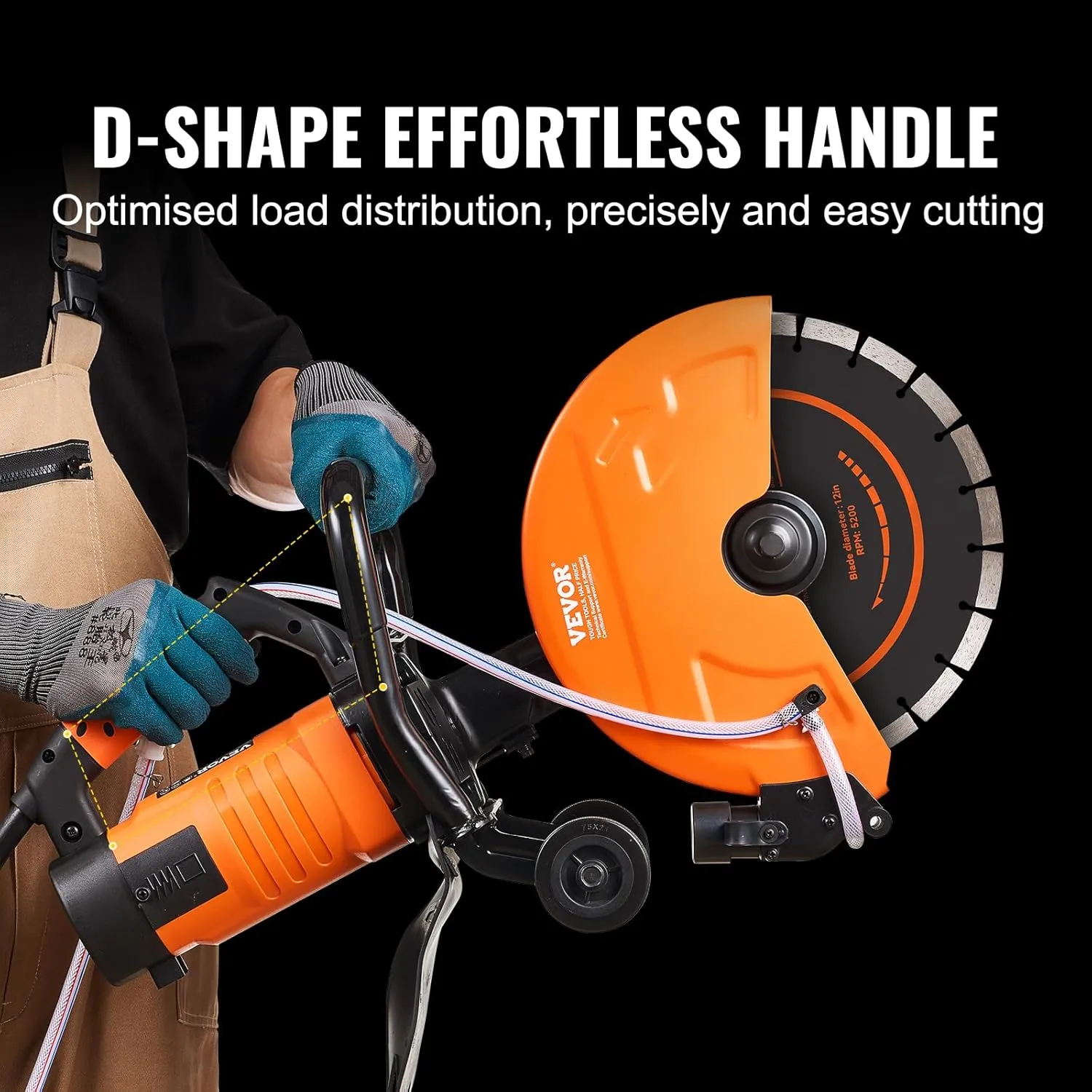 VEVOR Electric Concrete Saw, 12 in, 1800 W 15 A Motor Circular Saw Cutter with Max. 4.5 in Adjustable Cutting Depth, Wet Disk Saw Cutter Includes Water Line, Pump and Blade, for Stone, Brick…