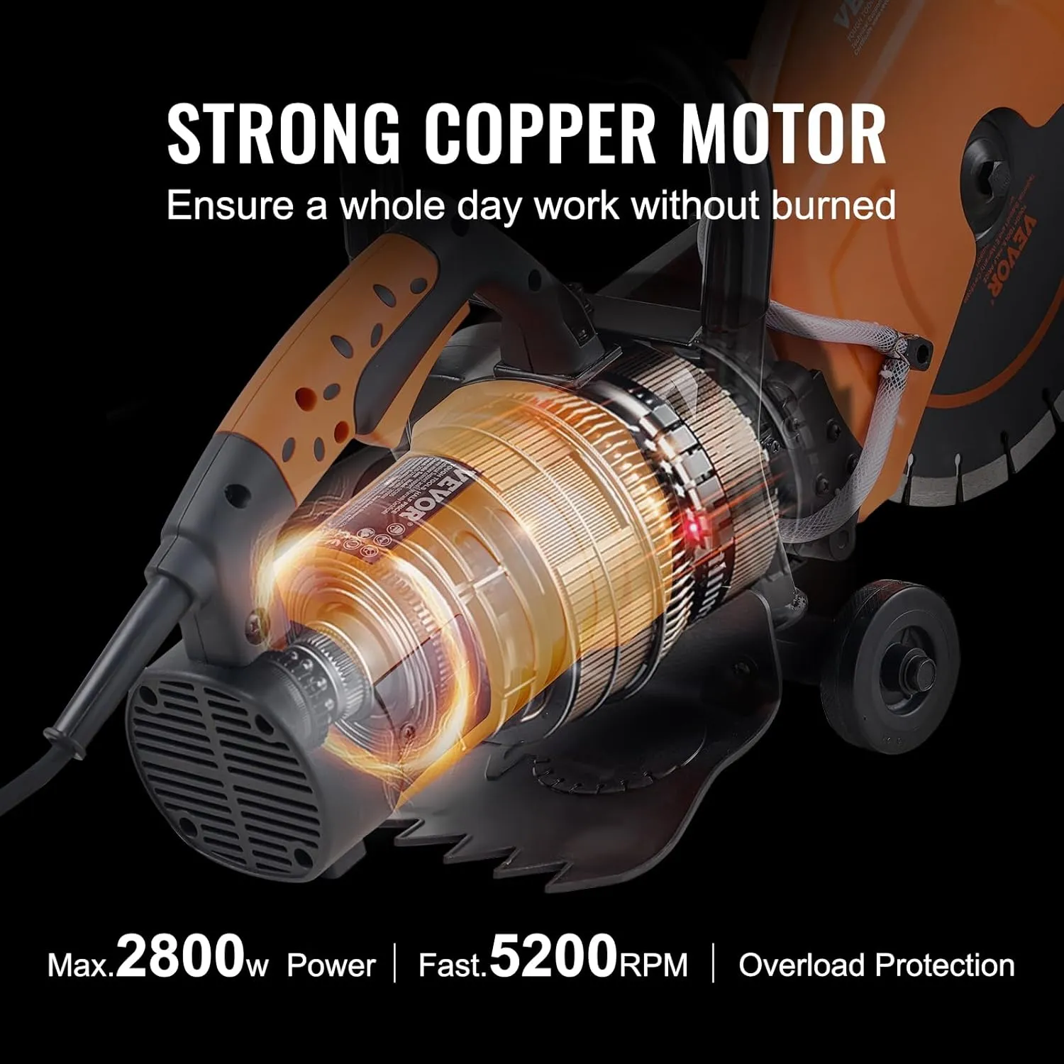 VEVOR Electric Concrete Saw, 12 in, 1800 W 15 A Motor Circular Saw Cutter with Max. 4.5 in Adjustable Cutting Depth, Wet Disk Saw Cutter Includes Water Line, Pump and Blade, for Stone, Brick…