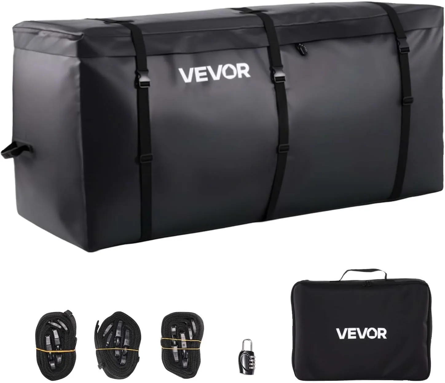 VEVOR Hitch Cargo Carrier Bag, Waterproof 840D PVC, 59.84 x 24.02 x 30.63 in (25 Cubic Feet), Heavy Duty Cargo Bag for Truck Bed Storage with Reinforced Straps, Suitable for Car SUV Vans Hitch Basket