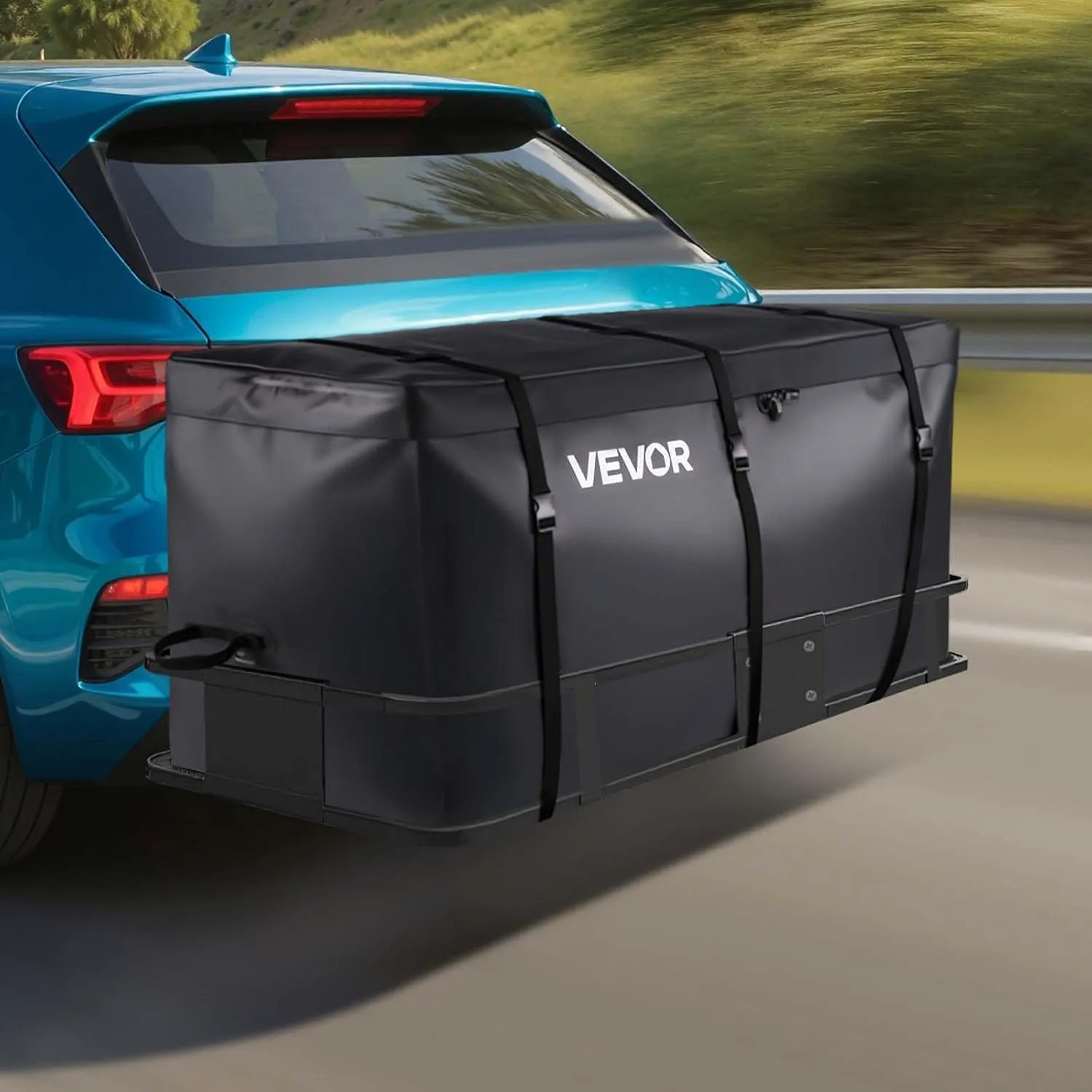 VEVOR Hitch Cargo Carrier Bag, Waterproof 840D PVC, 59.84 x 24.02 x 30.63 in (25 Cubic Feet), Heavy Duty Cargo Bag for Truck Bed Storage with Reinforced Straps, Suitable for Car SUV Vans Hitch Basket
