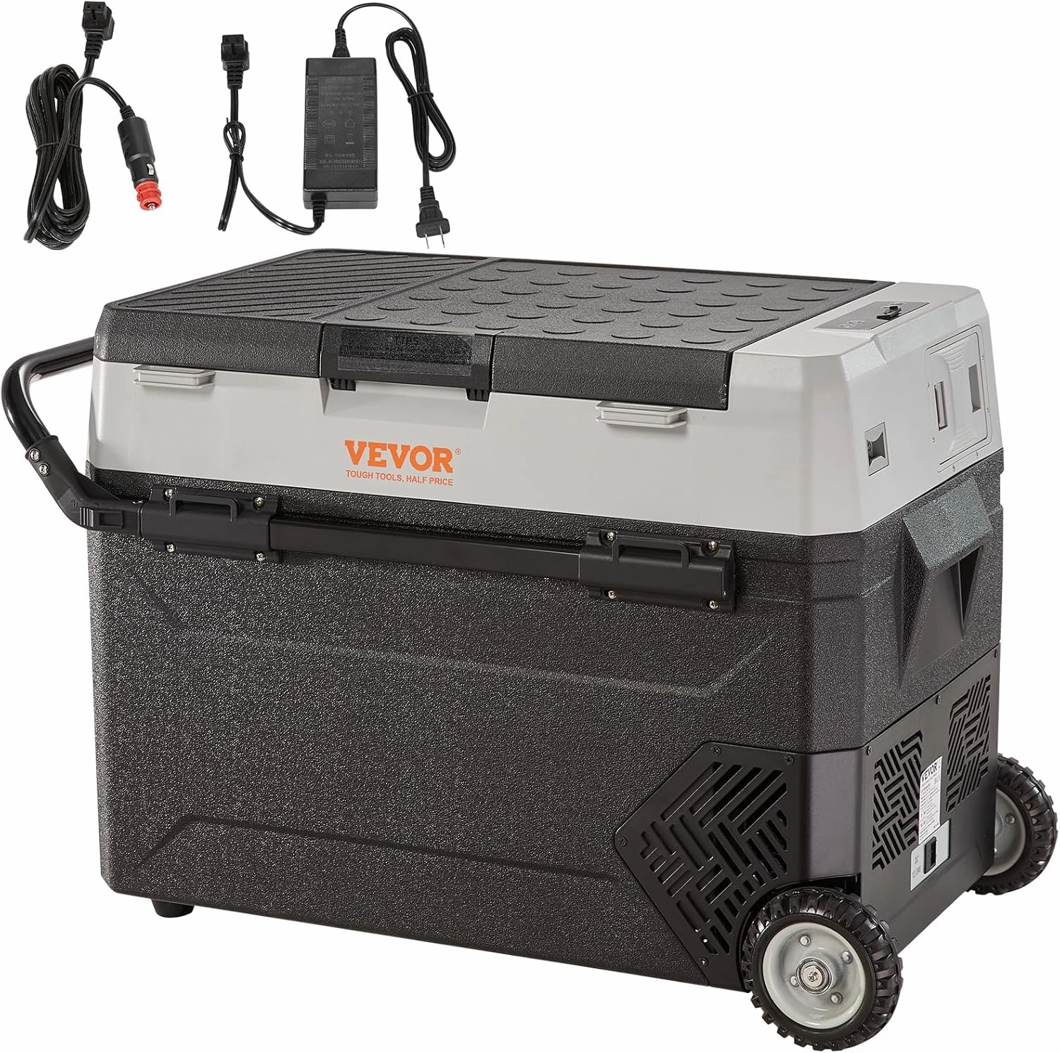 VEVOR Car Refrigerator, 12 Volt Car Refrigerator Fridge, 40QT/38L Dual Zone Portable Freezer, -4℉-50℉ Adjustable Range, 12/24V DC and 100-240V AC Compressor Cooler for Outdoor, Camping, Travel, RV