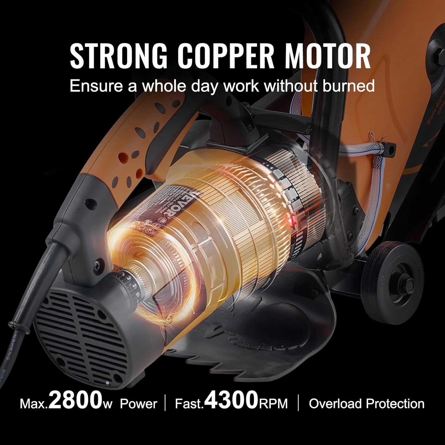 VEVOR Electric Concrete Saw, 14 in Circular Saw Cutter with 5 in Cutting Depth, Wet/Dry Disk Saw Cutter Includes Water Line, Pump and Blade, for Stone, Brick, Porcelain, Concrete, 2600W/15A Motor