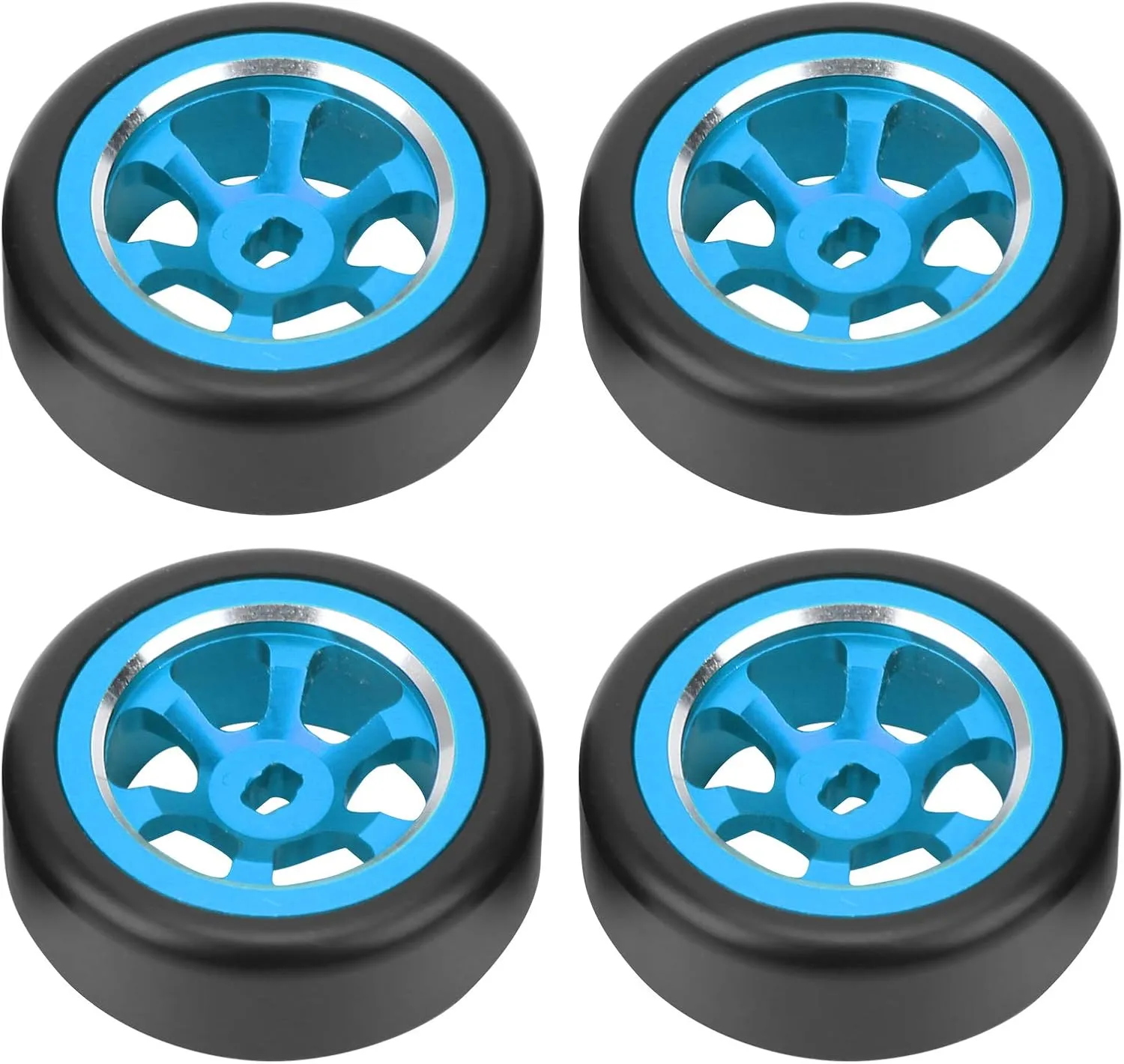 VGEBY 4pcs RC Drift Tire, RC Wheel Rim Tire Modification Parts Fit for Wltoys K969 K989 P929 1/28 RC(Blue) Mini Z Wheels And Tires 1/28 Drift Wheels