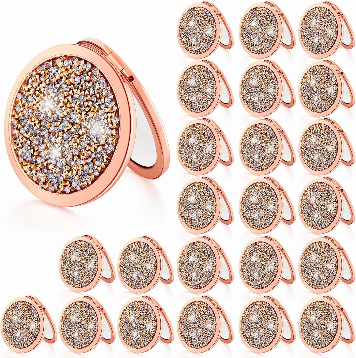 Vicenpal Compact Cosmetic Mirror Round Pocket Makeup for Bridesmaid Gifts Hand Held Small Mirror for Purse Compact Travel Accessory Proposal Bridal Shower Gifts, 2.75 Inch(24 Pcs)