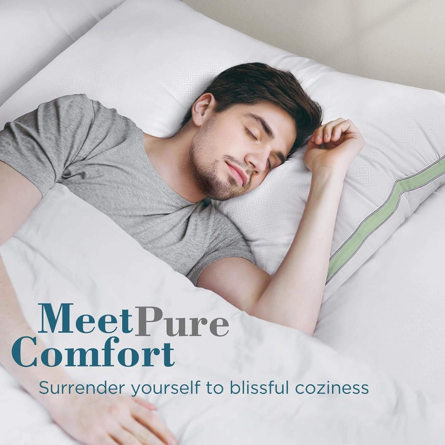 viewstar King Size Pillows Set of 2, Hotel Quality Cooling Down Alternative Gusseted Bed Pillows for Side, Back, or Stomach Sleepers, Green