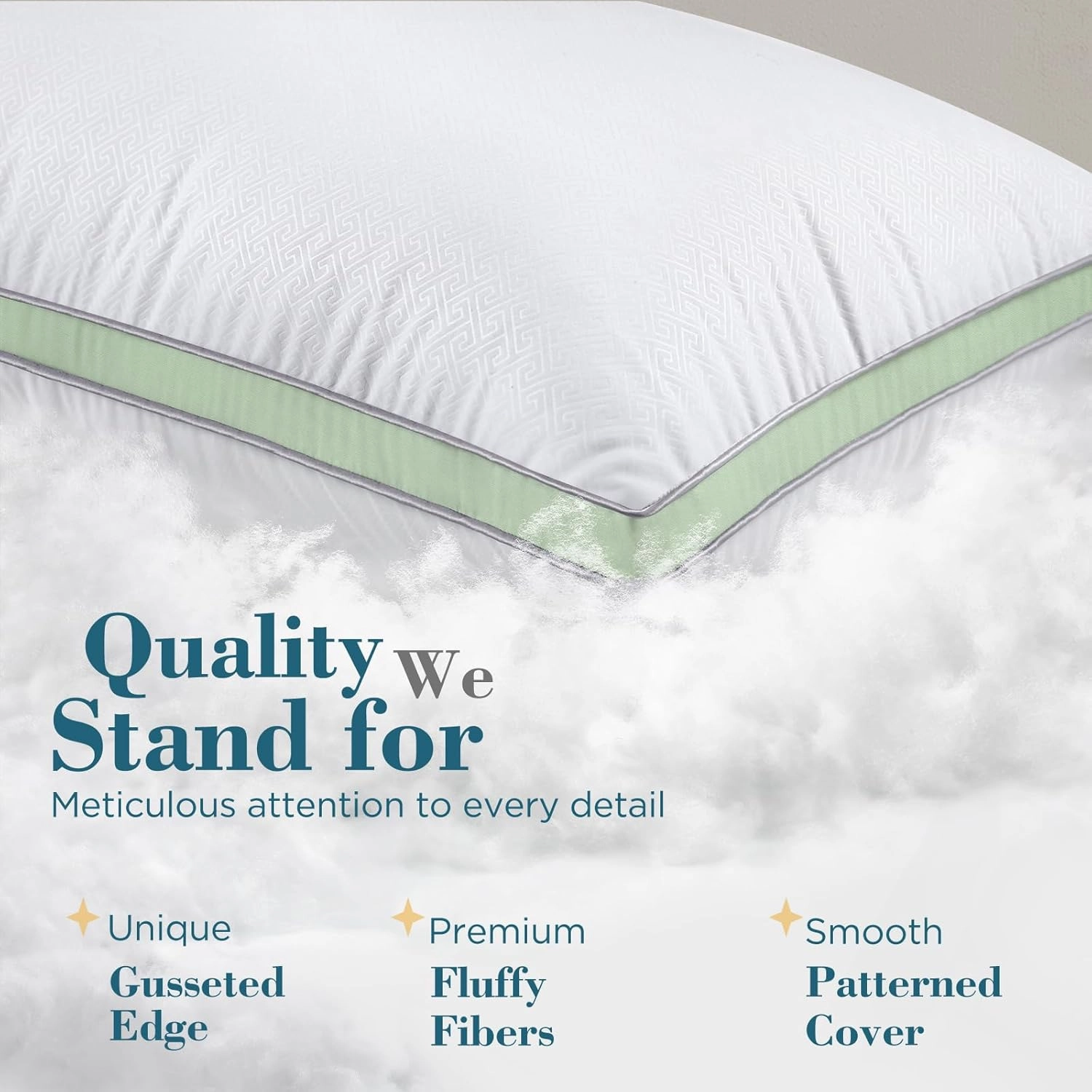 viewstar King Size Pillows Set of 2, Hotel Quality Cooling Down Alternative Gusseted Bed Pillows for Side, Back, or Stomach Sleepers, Green