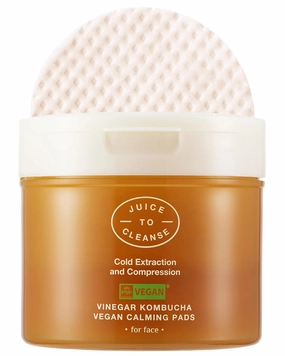 Vinegar Kombucha Vegan Calming Pad – Korean Toner Pads - Redeness Relief, Cooling, Soothing, Mild Exfoliating with Niacinamide, Panthenol - 100% Soft Cotton Pad, 50 Pads