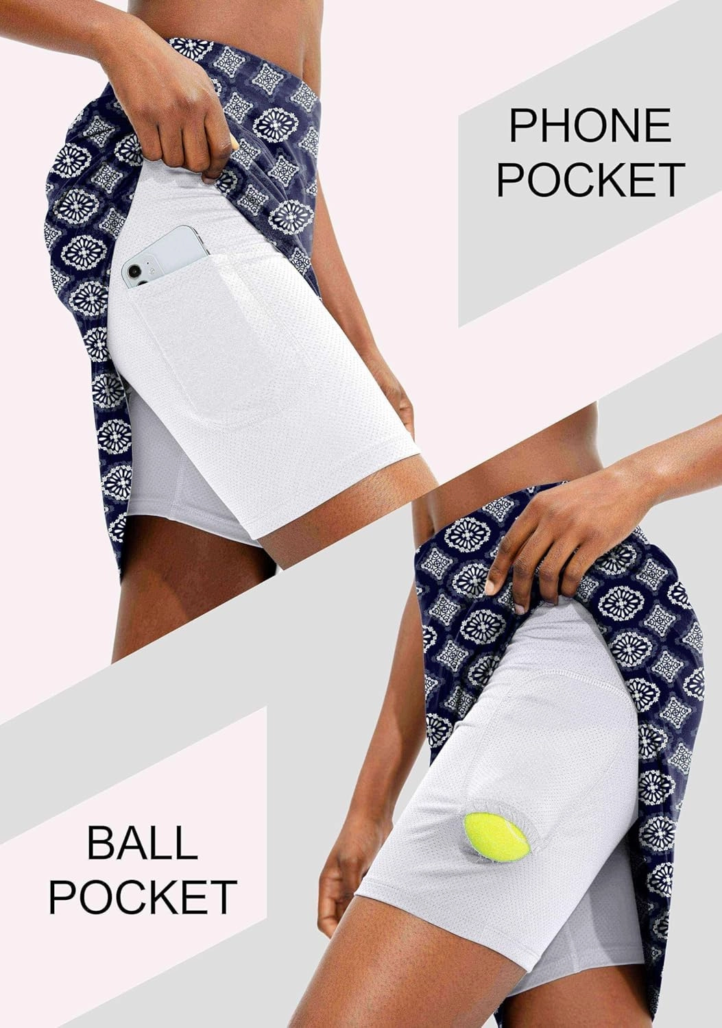 Viodia Women's 20" Knee Length Skorts Skirts UPF50  Athletic Tennis Golf Skirt for Women Casual Summer Skirts