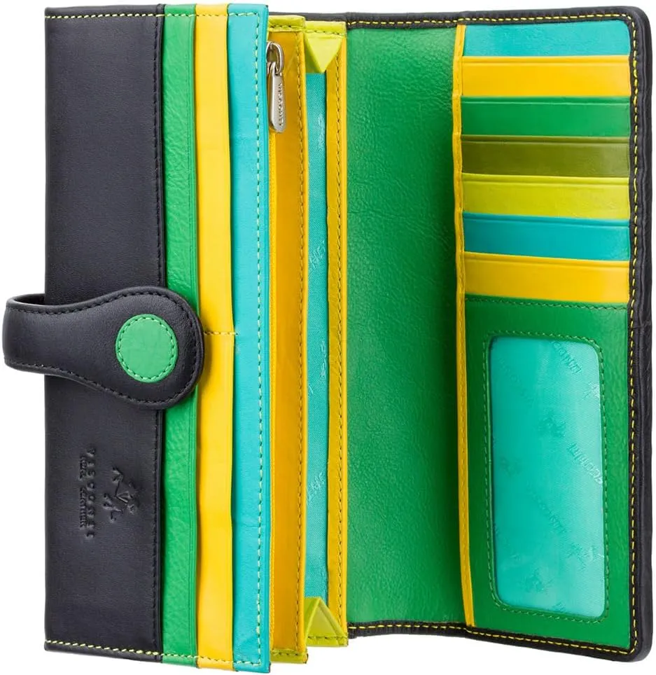 Visconti P2 Neptune Soft Womans' Leather Wallet/Purse with Polka Dots (Lily Pad)