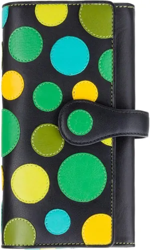 Visconti P2 Neptune Soft Womans' Leather Wallet/Purse with Polka Dots (Lily Pad)