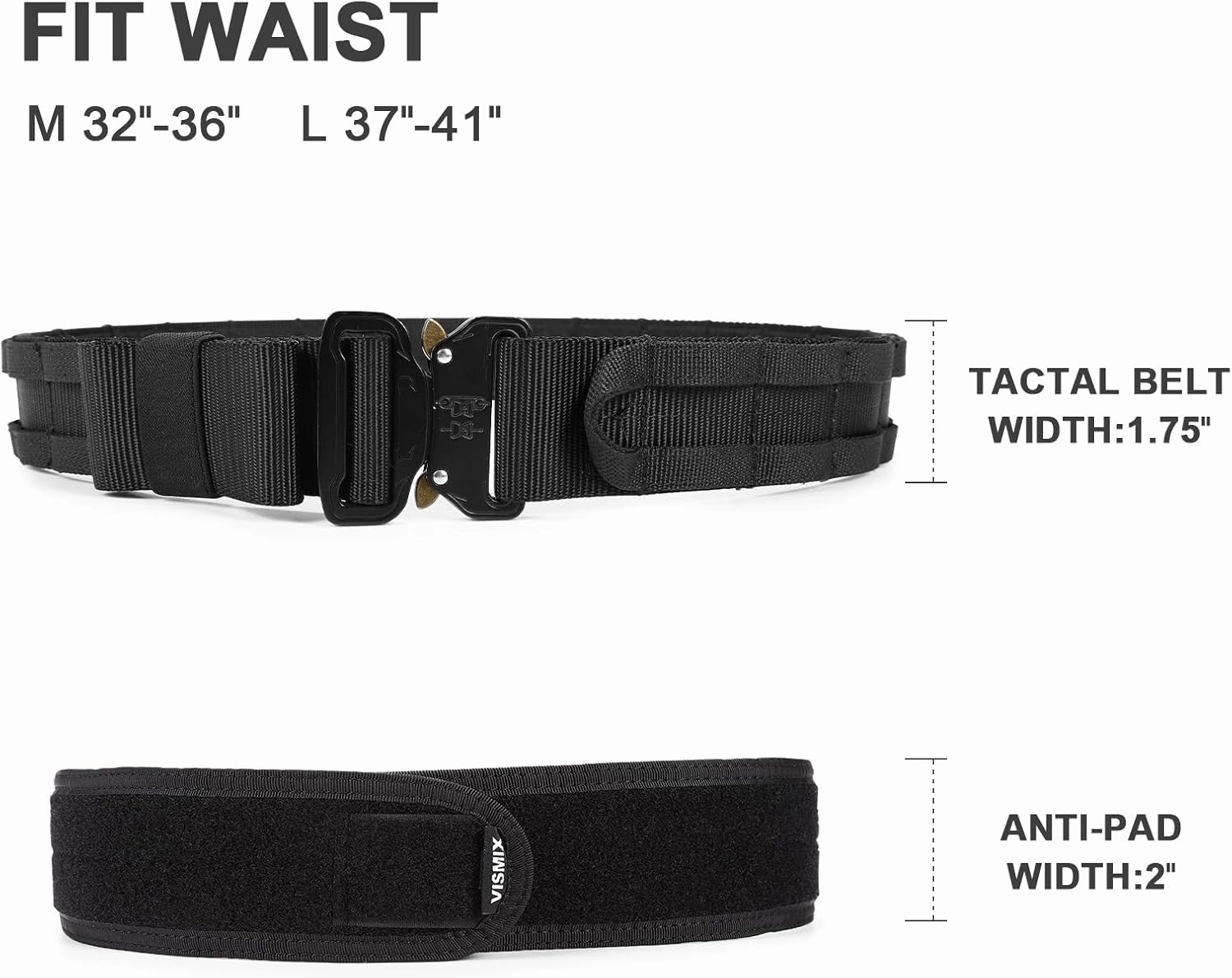 VISMIX Tactical Anti-slip Pad Inner Belt with Loop System - Compatible for MOLLE Battle Belts with Outer Hook System