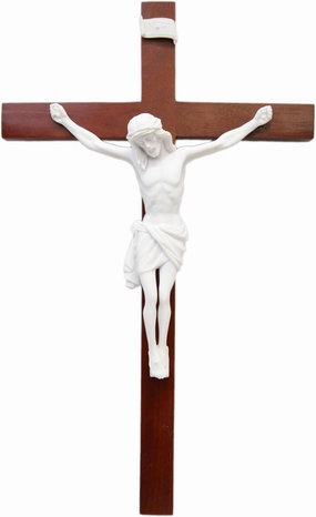 Vittoria Collection 22.5 inch Wooden Wall Crucifix Wood Cross Jesus Christ Statue Sculpture Home & Church Decor