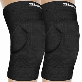 Volleyball Knee Pad for Men Women, Anti-collision and Non-Slip Knee Protector, 2cm EVA Pads Knee Pads for Basketball Football Wresting Gardening Kneeling House Cleaner Works, Black 1 Pair