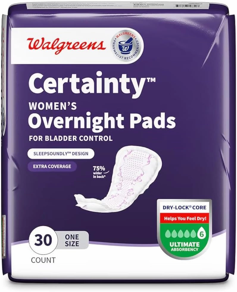 Walgreens Certainty Women's Overnight Bladder Control Pads, Ultimate Absorbency 30 ea (4)