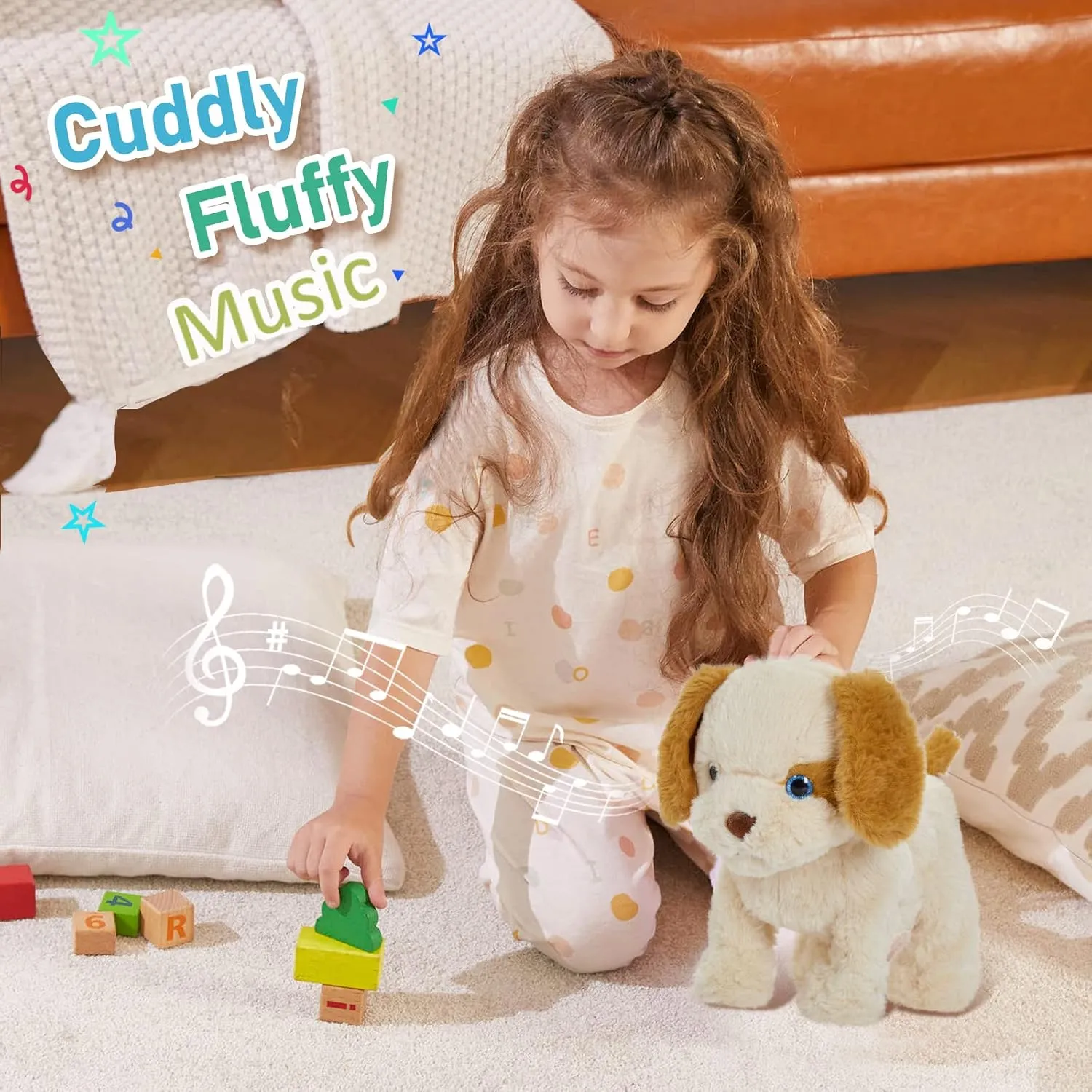 Walking Electronic Dog Plush Singing Interactive Puppy Stuffed Animals Animated Funny Toys Tail Wagging, Gifts for Boys Girls