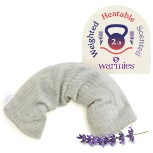 warmies Hot-Pak, Microwavable Neck Wrap - Heating & Cooling Plush Pad for Calming Relaxation - Weighted & Heated Neck Warmer with Scented Lavender - Microwave Heat Pad for Aches & Pain - Gray