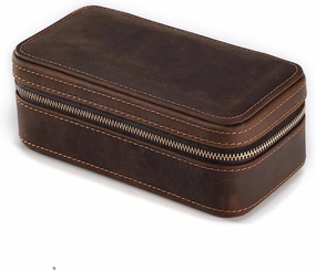 Watch Travel Case Storage For Men, Can Store 1 Watches Genuine Leather Watch Case Organizer Vintage Portable Watch Box Fits All Wristwatches & Smart Watches Up To 50mm(Coffee)
