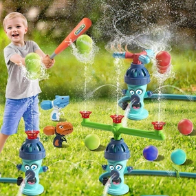 Water Sprinkler Baseball Toy,4 in 1 Outdoor Water Toys,Fun Summer Games,Kids Summer Water Play for The Backyard,Water Baseball for Kids Boys & Girls Age 3  Years (4&1 Fire Hydrant)