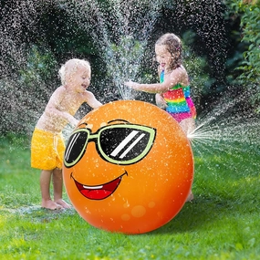 Water Sprinkler nflatable Sprinkler Ball, Orange Water Spray Toys, 31. 5 and Spray Ball for Kids Adults Outdoor, Garden, Yard Fun Water Toys for Toddlers 1-3