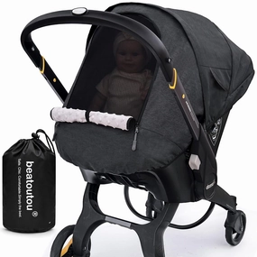 Waterproof Baby Car Seat Cover Compatible with Doona Car Seat and Stroller,Patented Windproof Car Seat Canopy for Boys & Girls, Keeps Babies Warm and Coz(Black)
