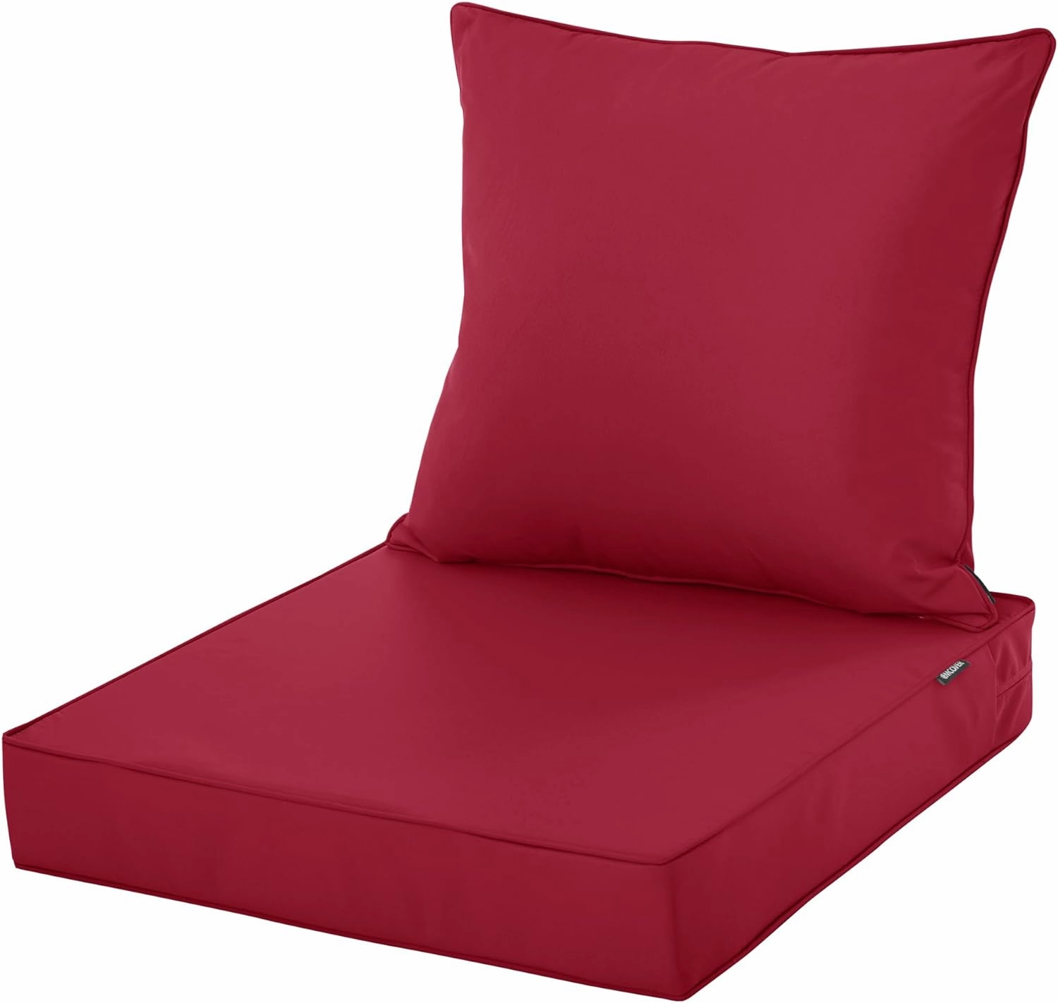 Waterproof Outdoor Chair Cushion Set, Fade and Tear Resistant Patio Furniture Cushions with Removeable Covers, 22x22 Inch, Burgundy, 1 Set