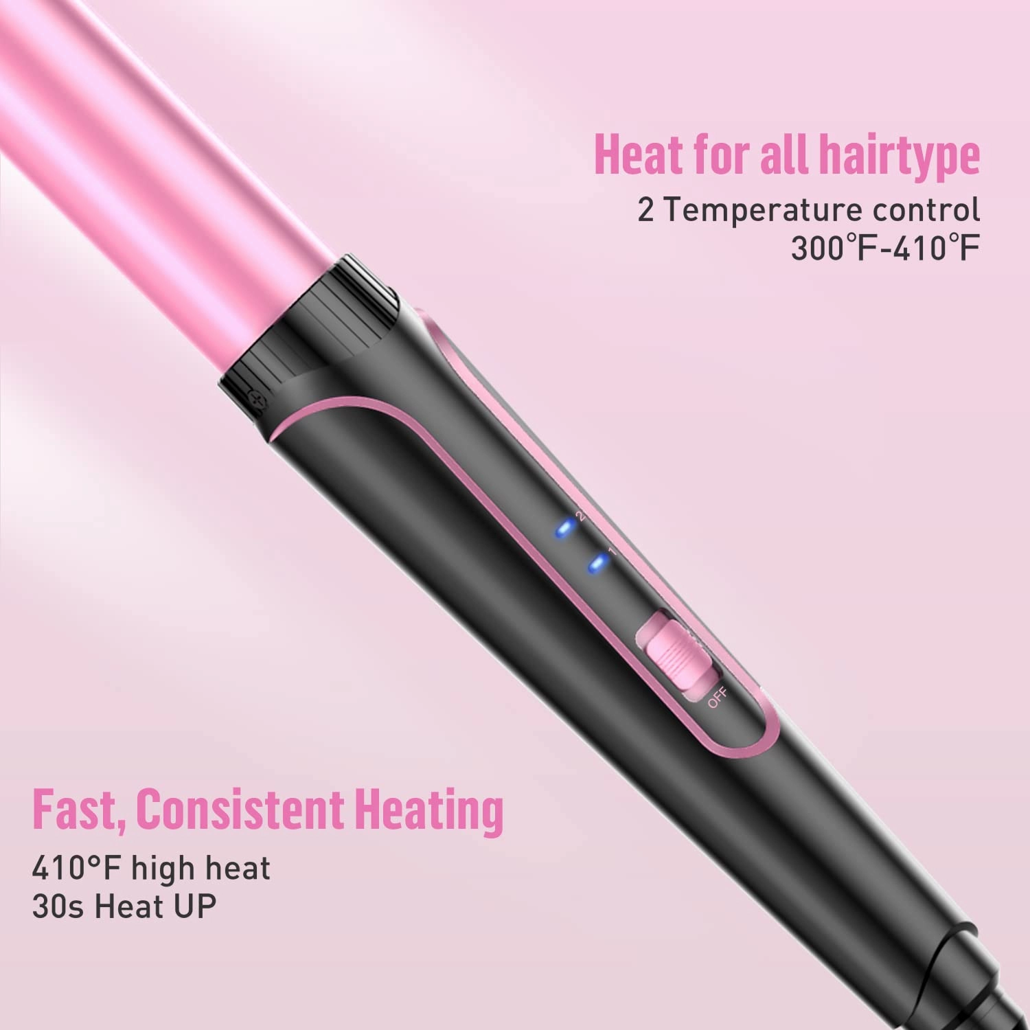 Waver Curling Iron Wand - BESTOPE PRO 5 in 1 Curling Wand Set with 3 Barrel Hair Crimper for Women, Fast Heating Crimper Wand Curler in All Hair Type, Women Gifts - Pink