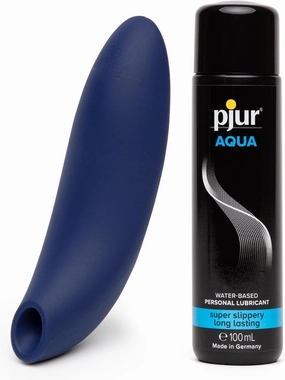 We-Vibe Melt Blue Pleasure Air Clitoris Stimulator & Pjur Aqua Water Based Personal Lubricant 3.4 fl oz - Female Sex Toys Bundle