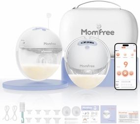 Wearable Double Breast Pump: Hands-Free Electric Pumps Wireless App Compatible with Personalized 3 Modes & 9 Levels - Independent Breastmilk Storage | Upgraded Soft Sealed Cushion Insert | 2-Pack Blue