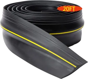 Weatherproof Garage Door Bottom Threshold Seal Strip, Universal Garage Threshold Seal Strip, DIY Weather Stripping Replacement, Not Include Sealant/Adhesive(Black, 20FT)