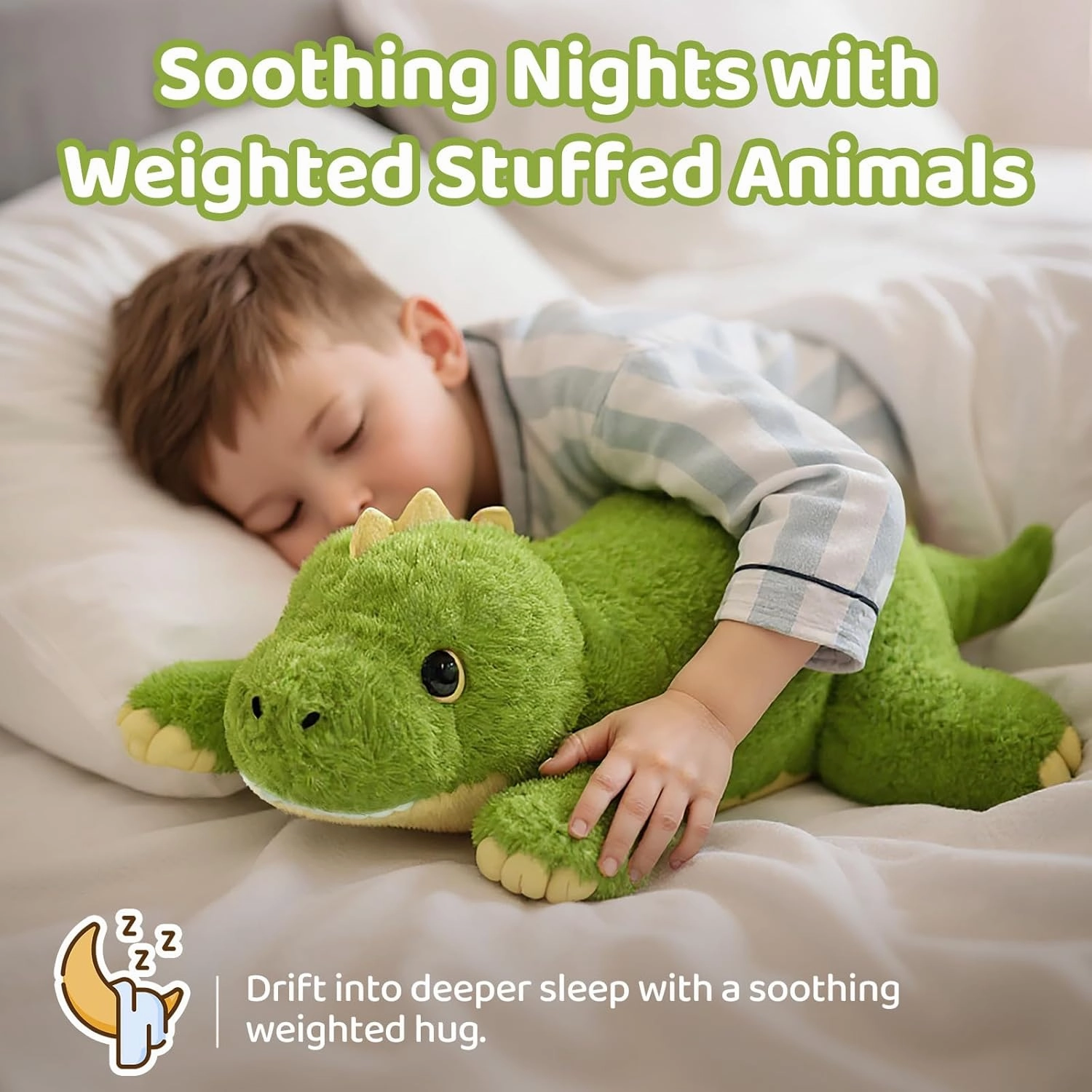 Weighted Stuffed Animals with Microwavable Heating Pad - 5lb or 2.13lb Adjustable, Heatable & Coolable Dinosaur Plush for Relaxation, Removable Inner Pad, Plush Gift for Kids Adults (23 Inch)