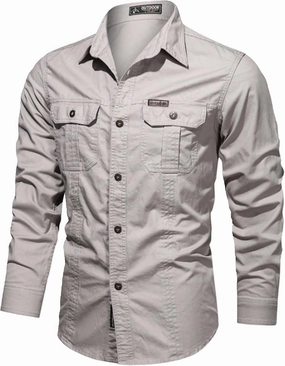 Western Cowboy Shirts for Men - Long Sleeve Snap Button Tactical Shirt Outdoor Military Camo Camping Tops with Pockets