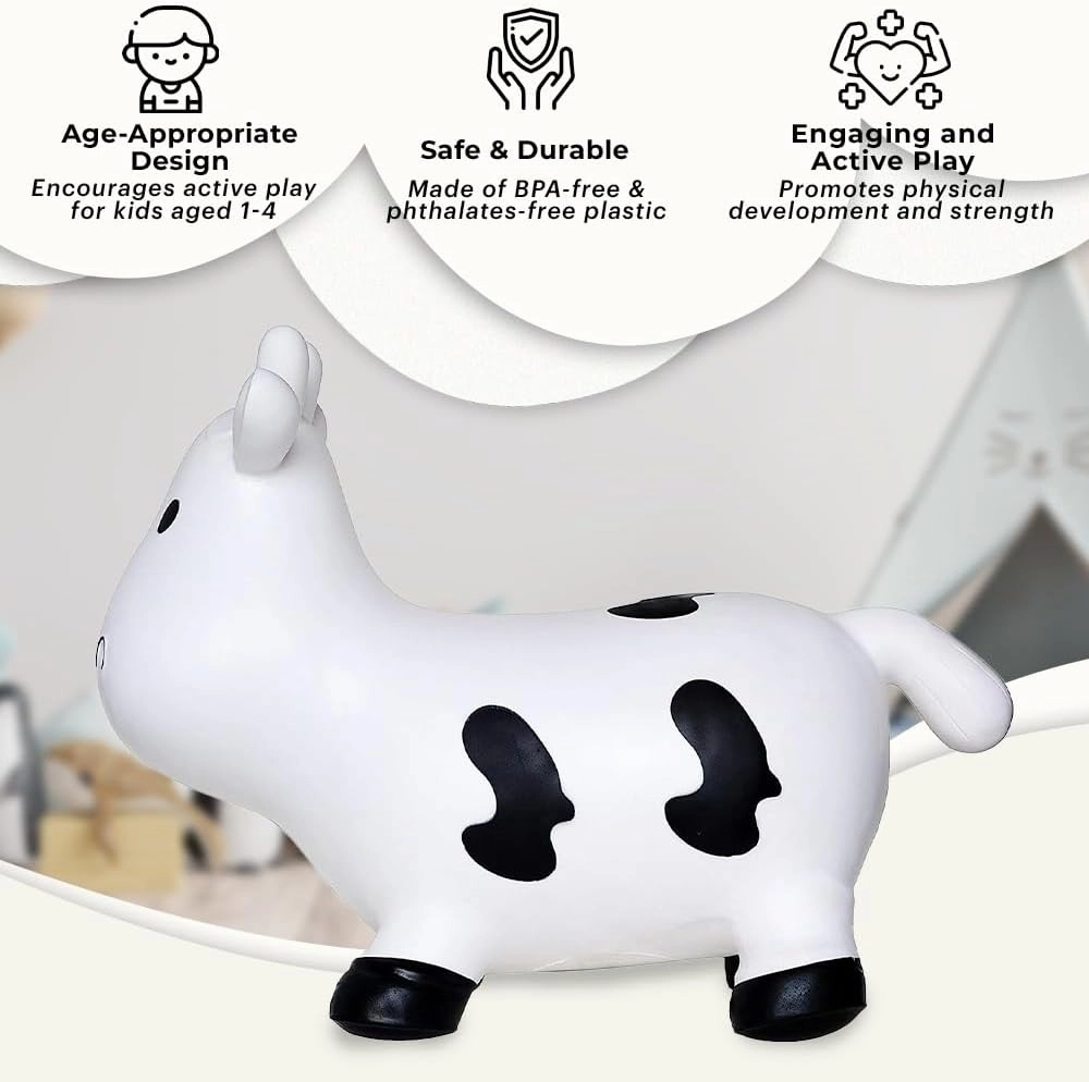 White Cow Bounce & Ride-on Inflatable Hopper Toddler Toy with Pump